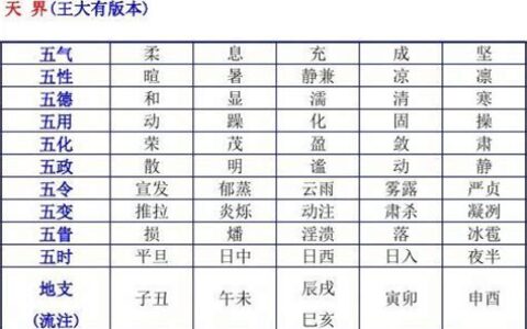 地支五行对照表金木水火土(十二地支五行对照表)